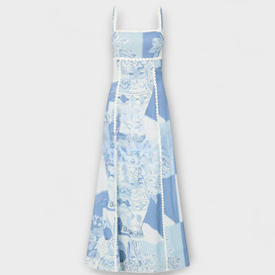 Valentýna | Maxišaty z lněné směsi s potiskem