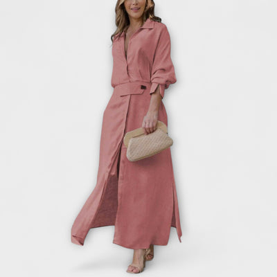 Hortenzie | Lněné maxišaty s výstřihem do V