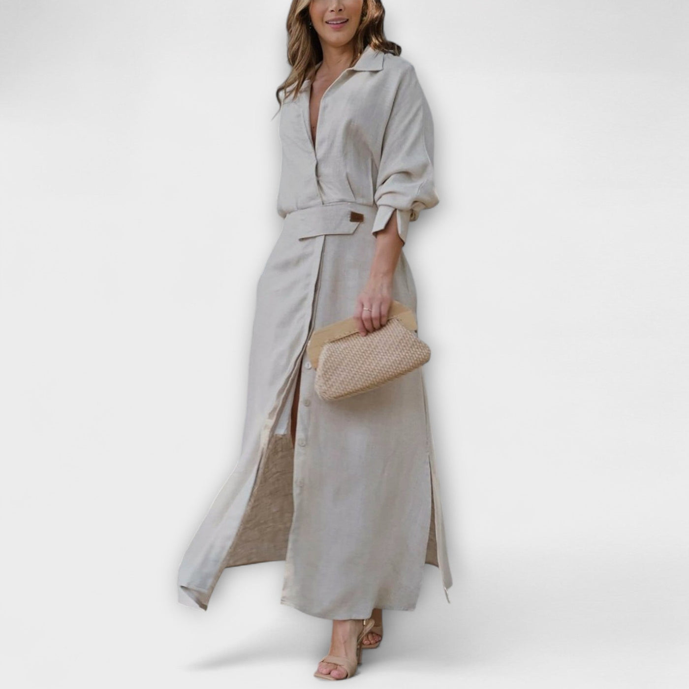 Hortenzie | Lněné maxišaty s výstřihem do V