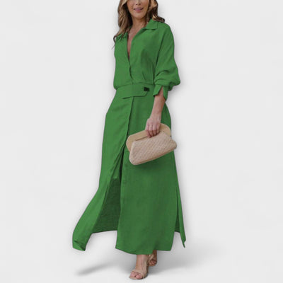 Hortenzie | Lněné maxišaty s výstřihem do V